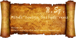Mihálovits Szilvánusz névjegykártya
